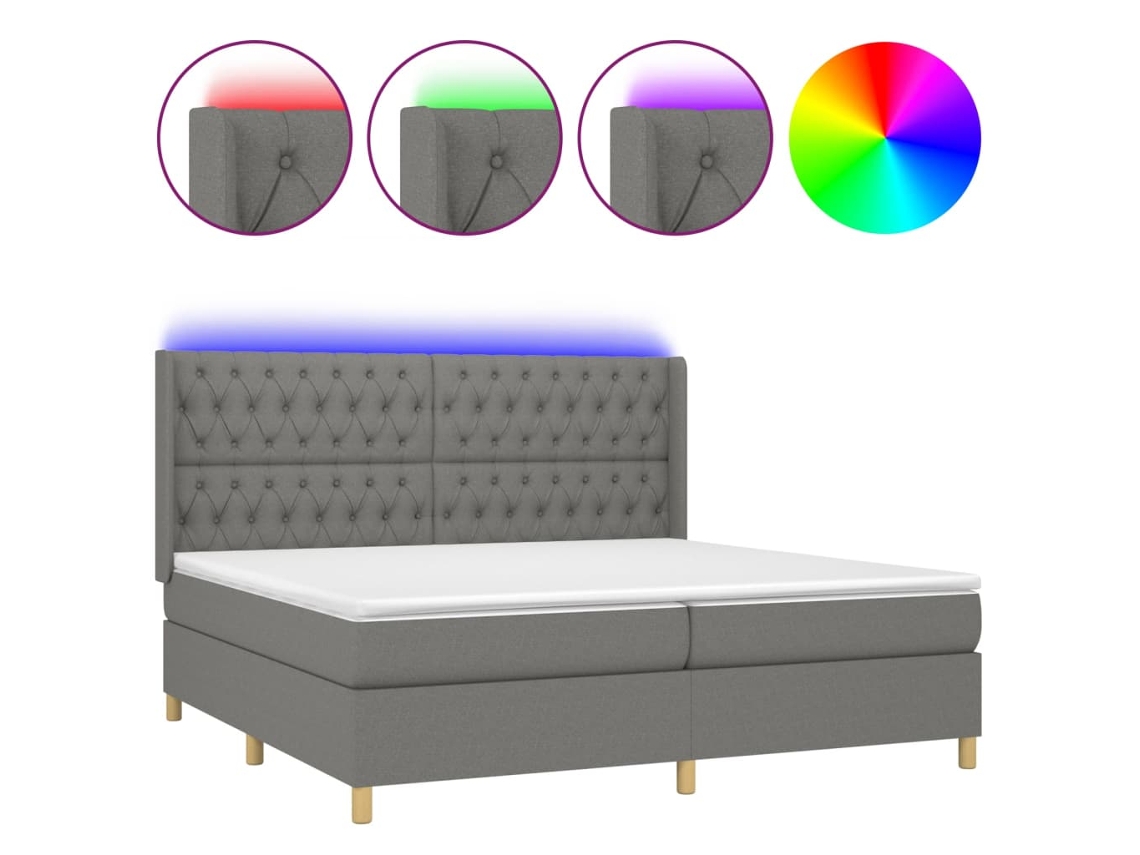Maison Exclusive - Cama Box Spring Colchón Y Luces Led Tela Gris Claro 200x200 Cm