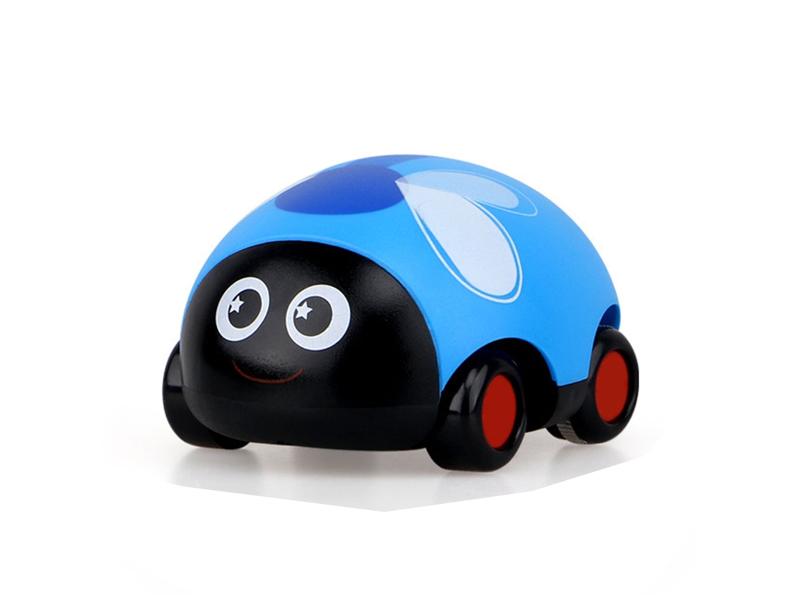 Coche de juguete miniatura de tracción trasera para niños con un diseño bonito y resistente a los impactos, color azul.