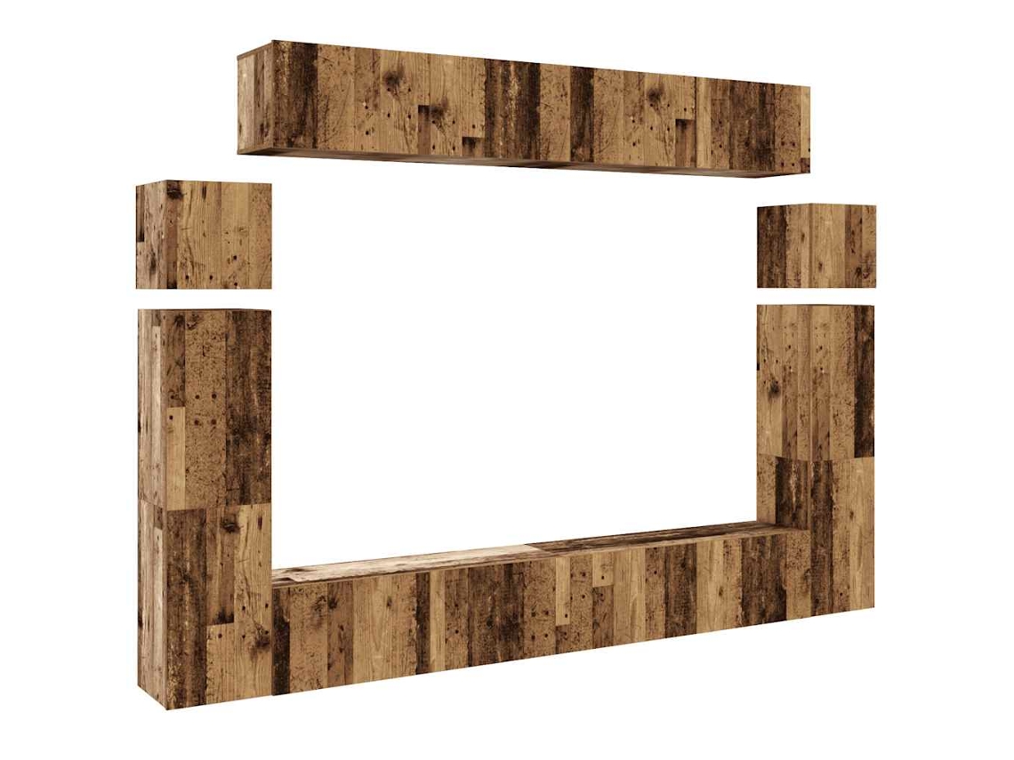 Maison Exclusive - Conjunto De Mueble De Tv 8 Piezas Montado La Pared Madera Vieja