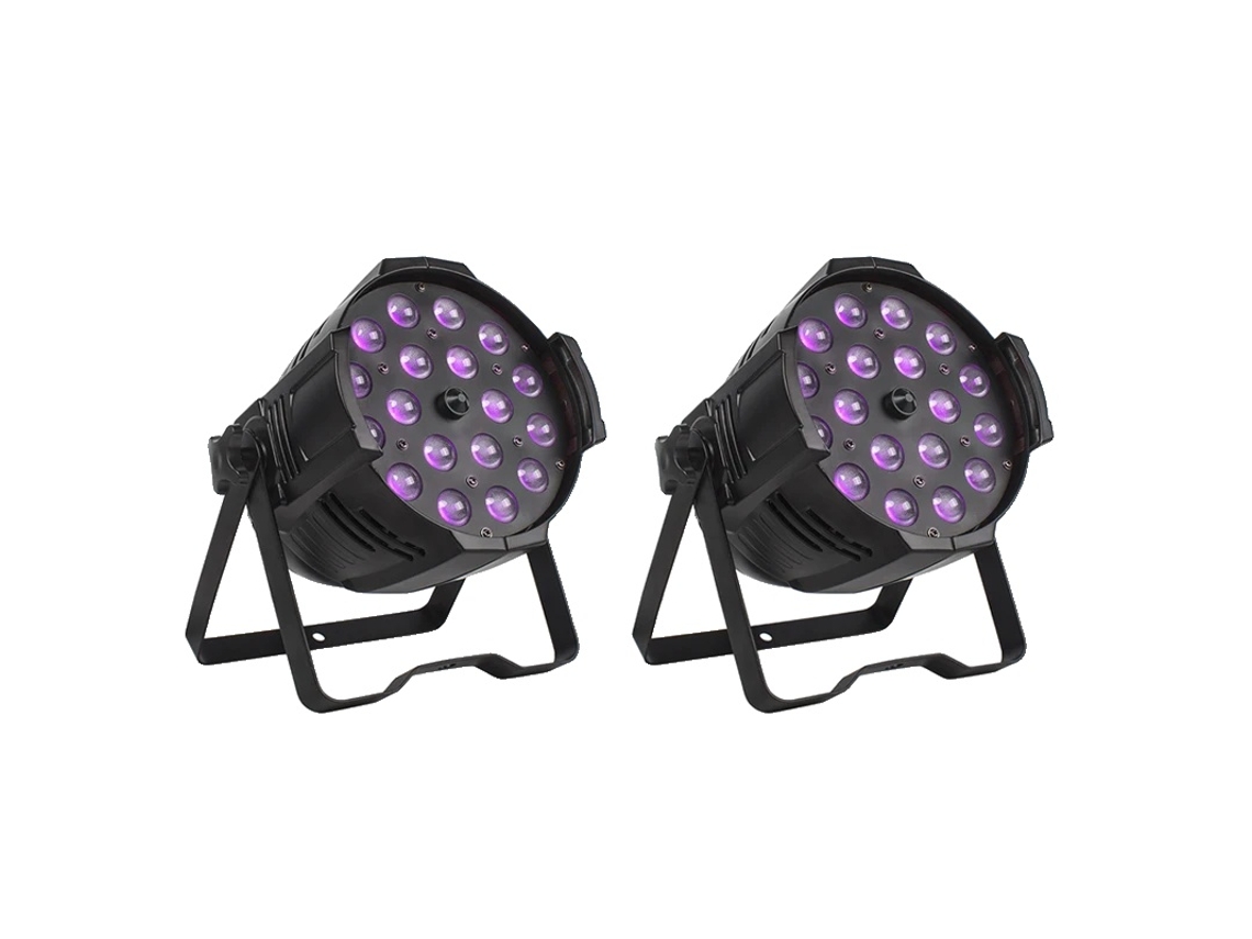 Foco LED con zoom, 18 x 18 W, RGBWA UV, 12 canales de control DMX, consumo de energía de 324 W, 2 unidades de 18 x 18 W, enchufe UE OEM