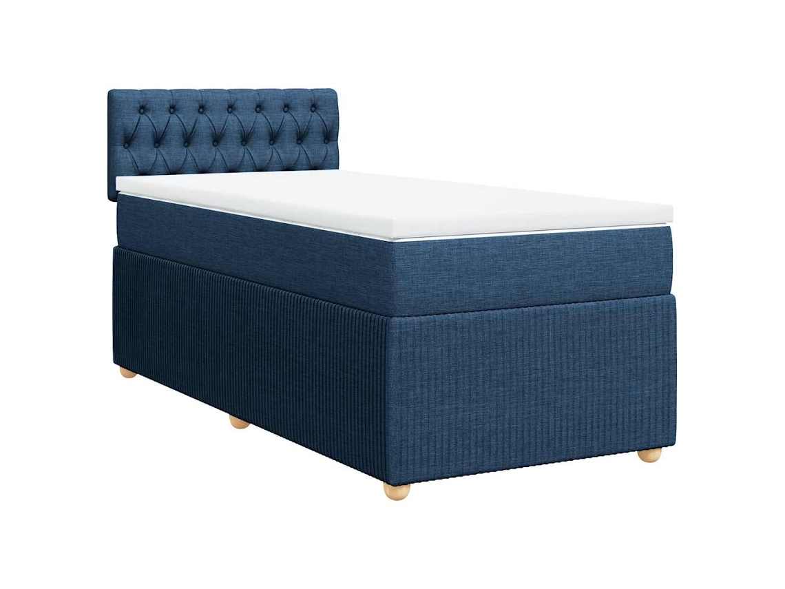 Maison Exclusive - Cama Box Spring Con Colchón Tela Azul 100x200 Cm
