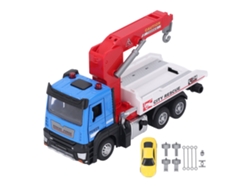 Brinquedo Caminhão Guindaste Transporte Com Gancho E Carro Modelo 1:32 Azul