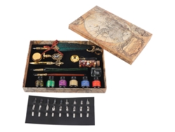 Conjunto De Pluma De Pena Europea Estilo Británico Retro Laca Sello Pluma De Inmersión En Agua Con Tinta Verde Oscuro