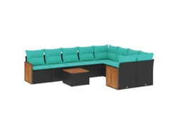Maison Exclusive - Conjunto De Sofá De Jardín De 10 Piezas Con Cojines, De Poliratán Negro