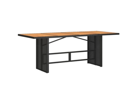 Mesa de jardín superficie de madera ratán PE negro VIDAXL (190x80x74 cm)