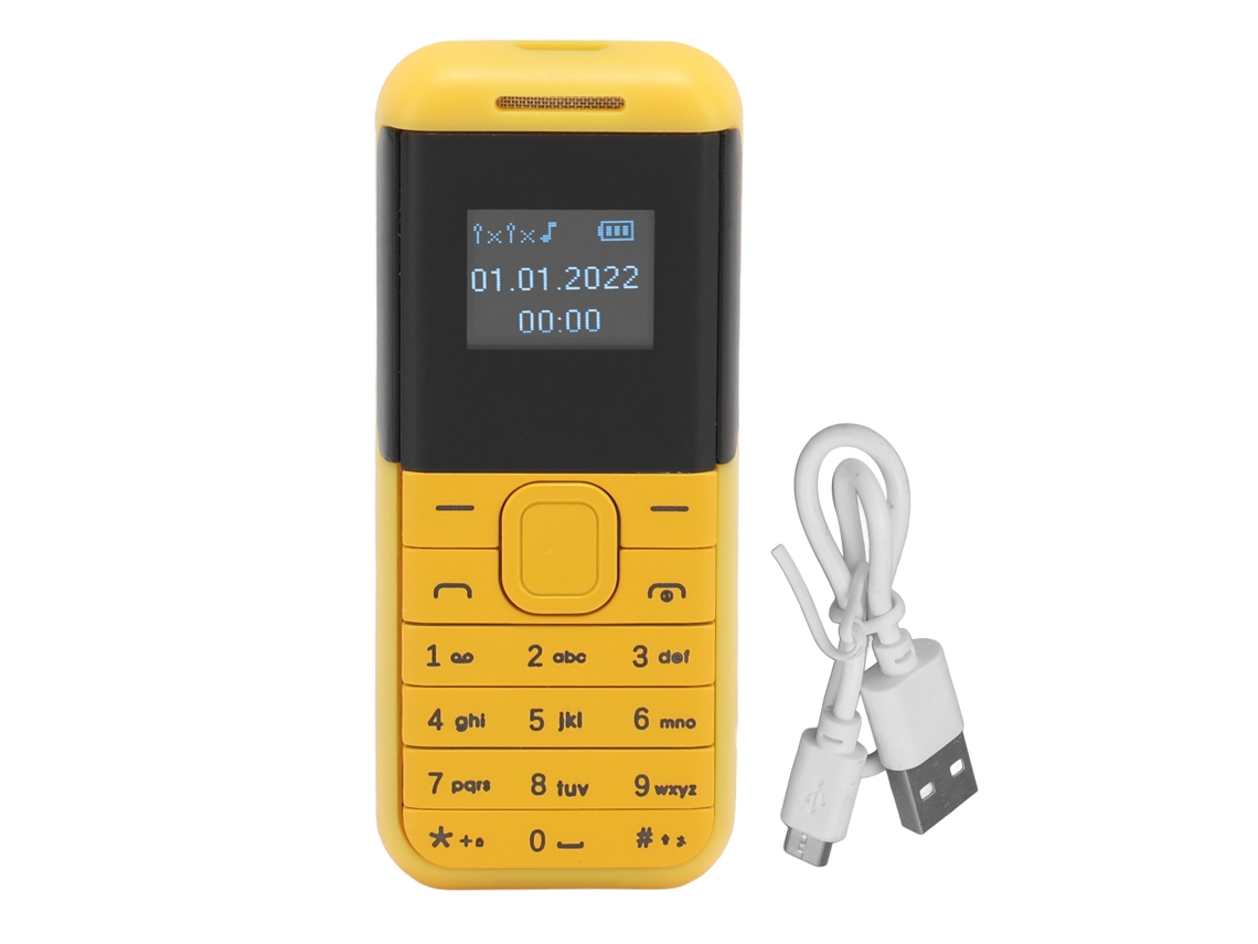 Telemóvel Pequeno Mini 2g Com Tela 0.66 Polegadas Player De Som Bluetooth Cartão Duplo Para Idosos E Crianças Amarelo