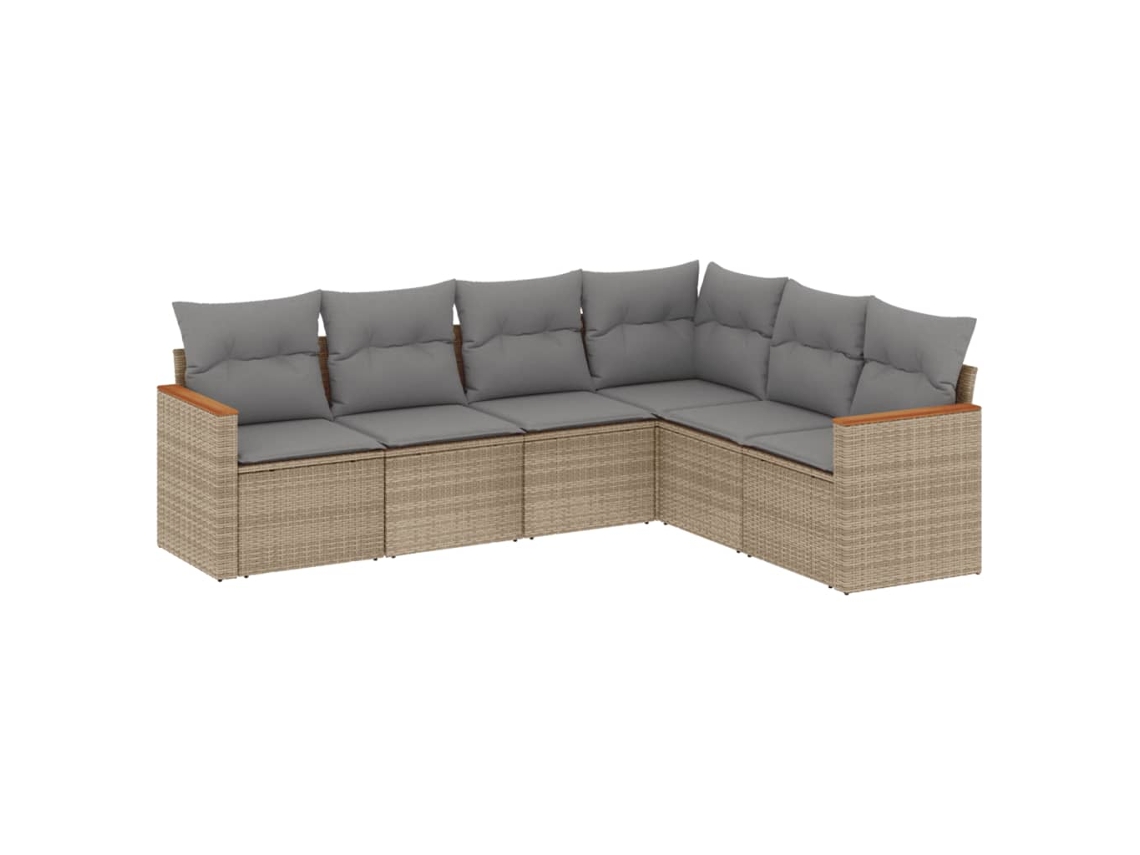 Conjunto de 6 sofás de jardín con cojines de mimbre beige MAISON EXCLUSIVE (80x200 cm)