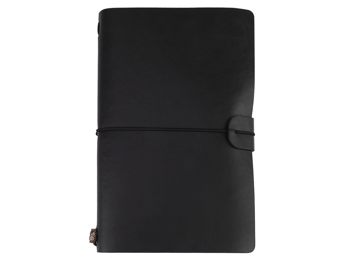 Cuaderno De Viaje De Cuero Pu Clásico Diario Personalizado Bloc Rehiletable (negro)
