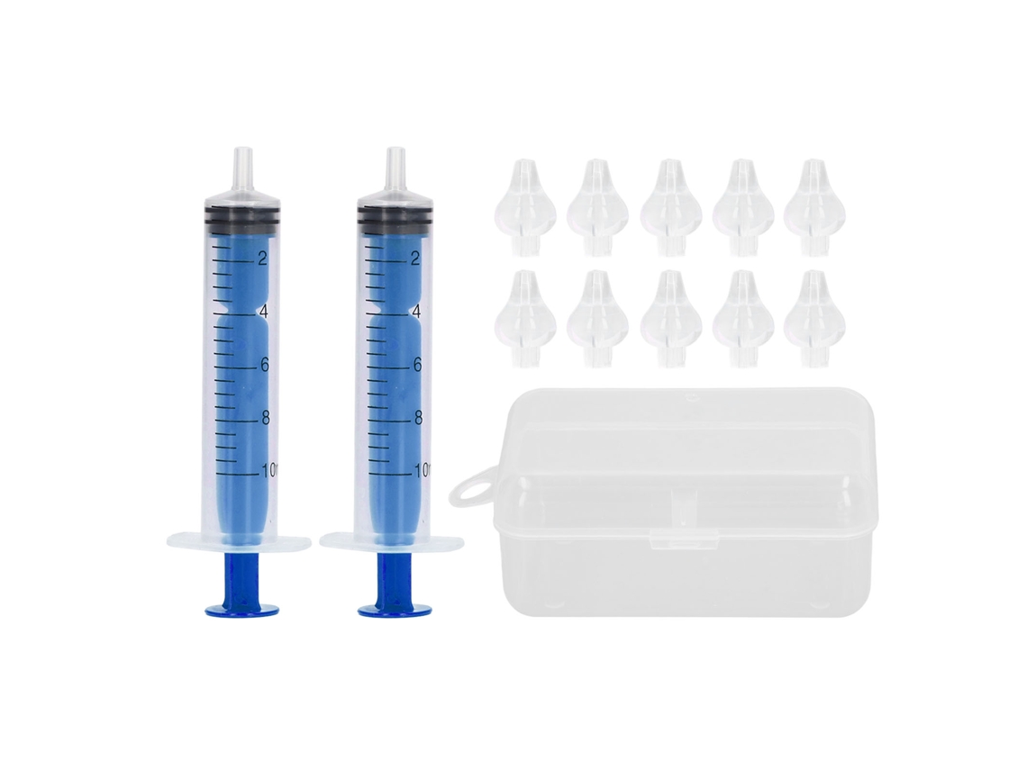 Juego De Irrigador Nasal Infantil De 2 Piezas, 10 Ml, Con 10 Cabezales De Silicona, Aspirador Portátil, Azul.
