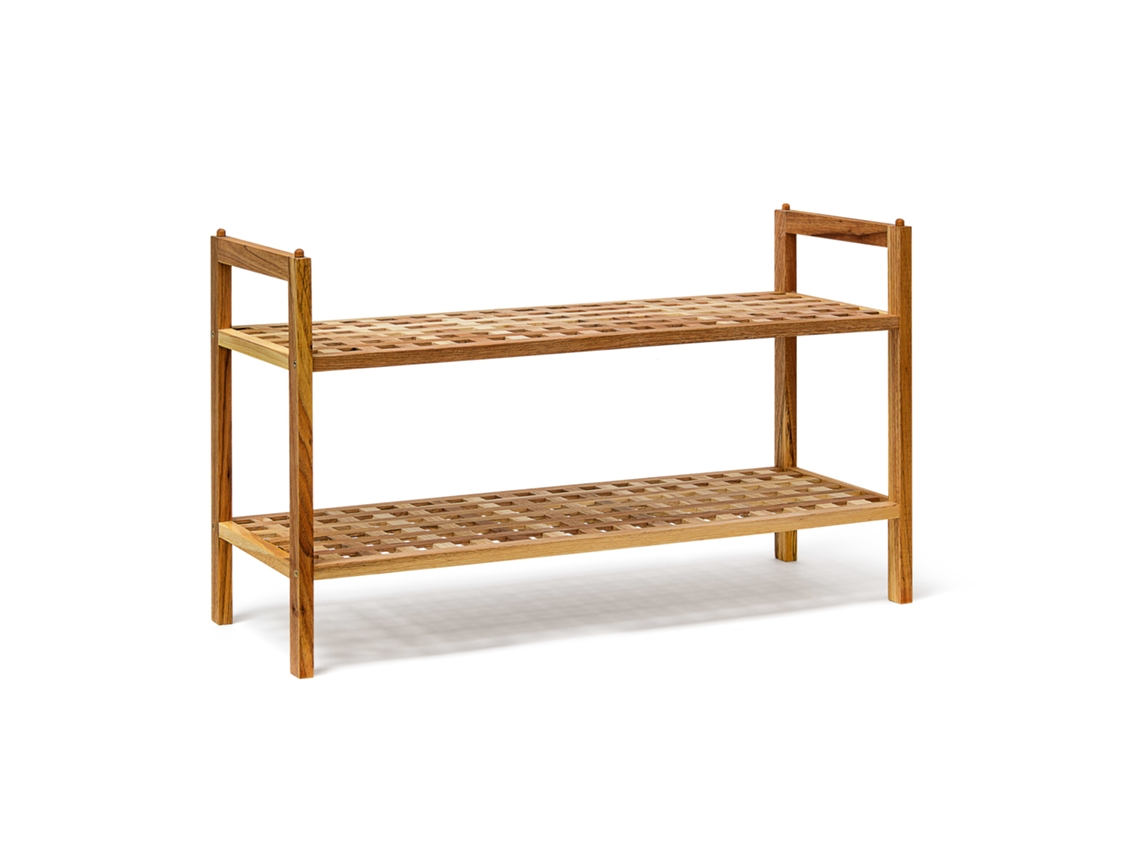 Relaxdays Zapatero Madera Nogal Apilable, 40,5x69x26 Cm, Estantería Pequeña, 2 Estantes, 6 Pares Zapatos, Marrón Natural