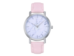 Reloj De Cuarzo Con Correa De Cuero Pu Moda Para Mujer Dial Redondo Pulsera Rosa