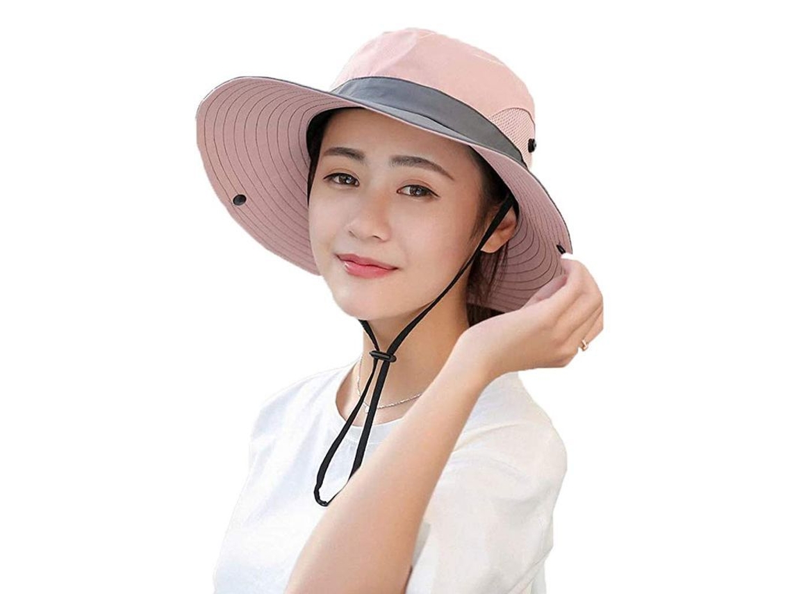 Sombrero De Sol Para Mujer Verano Protección Uv Plegable Borde Ancho Rosa