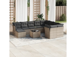 Conjunto de sofás de jardín de 11 piezas DKD Home Decor con cojines de mimbre gris