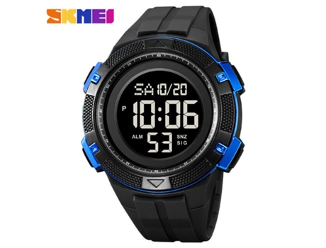 Relojes para Hombre LED Digital Impermeable Reloj Despertador Luminoso Reloj multifunción-Negro Azul LUUCOZK