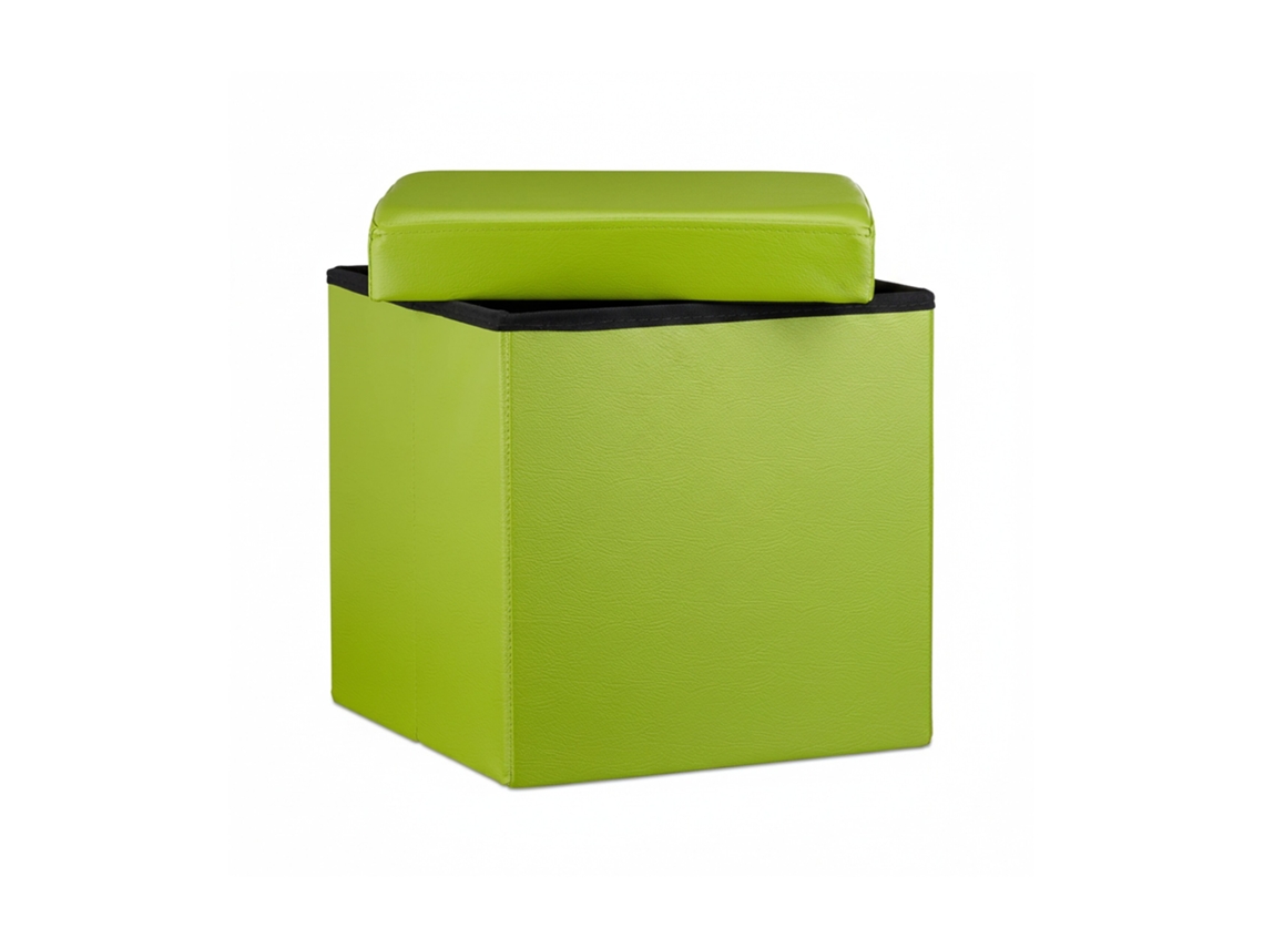 Relaxdays Banco Dobrável, Cubo De Assento Com Arrumação E Tampa, Apoio Para Os Pés, 38x38x38 Cm, Verde