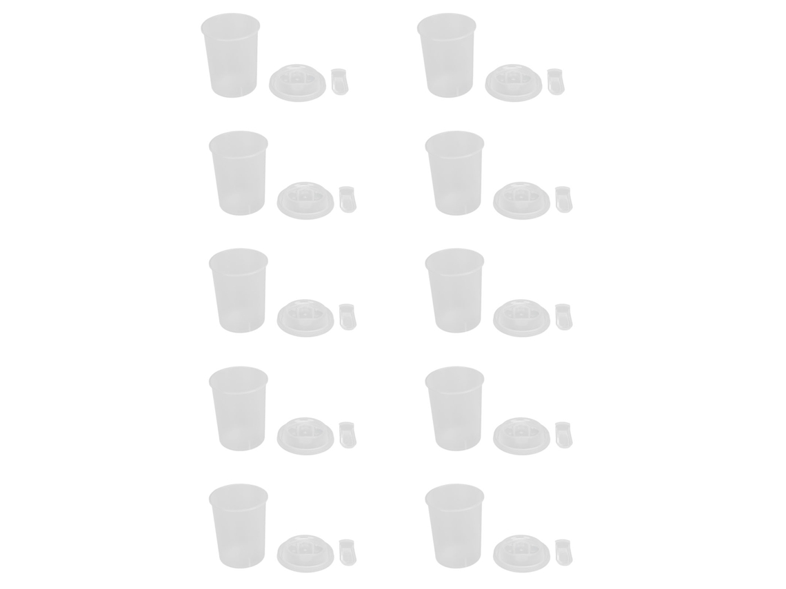 10 Vasos Desechables Para Té Con Leche Con Tapa, Plástico Apto Para Uso Alimentario, Resistentes A Altas Temperaturas, 700 Ml.