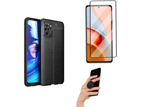 Carcasa, Protector y Popsocket Xiaomi Redmi Note 10 4G Rugged Leather Negro