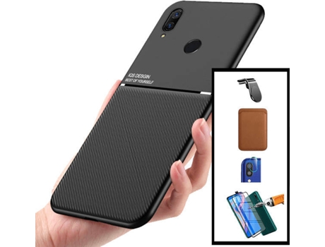 Kit Carcasa, Protector y Soporte Magnético Huawei P Smart Z PHONECARE Magnetic Lux, Magentic Wallet y Protector Cámara Trasera Marrón