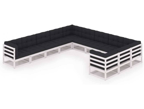 Conjunto 11 de muebles de jardín VIDAXL con cojines madera pino blanco