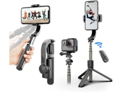 Estabilizador De Cardán Para Smartphone, Con Palo Selfie Retráctil Y Trípode, Control Remoto Multifunción De 1 Eje (negro)