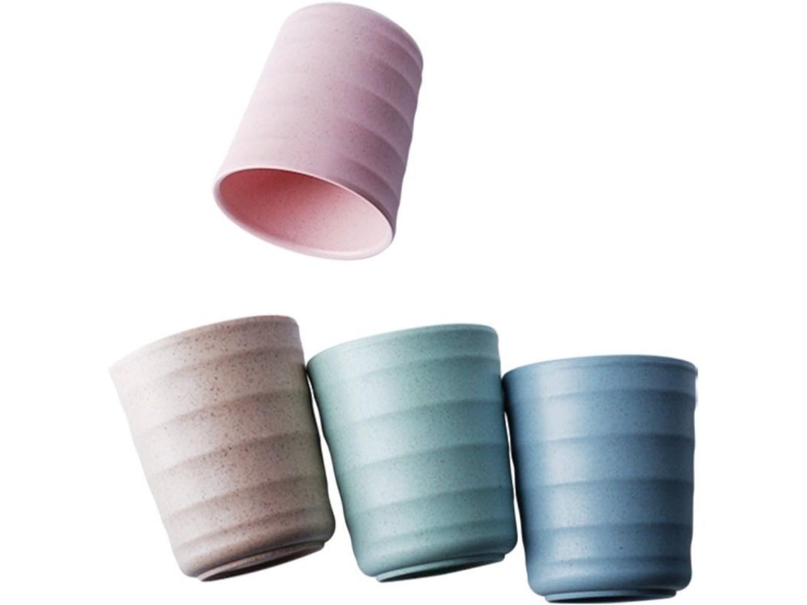 Vaso Biodegradable Fabricado Con Paja De Trigo Y Bambú Ecológicos, Saludable, De 200 Ml, Duradero Y Antideslizante.