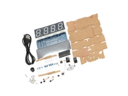 Kit De Bricolaje: Reloj Digital Led De 4 Dígitos Con Control De Luz Y Temperatura, Y Carcasa Transparente.