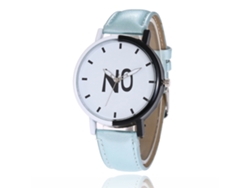 Reloj De Pulsera De Cuarzo Para Parejas Con Correa De Piel Sintética, Estilo Sencillo, Esfera Redonda Azul Claro.
