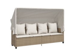 Tumbona de mimbre beige con dosel y cojines MAISON EXCLUSIVE