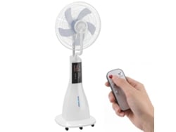 Ventilador Névoa 90w Oscilação 75° 3 Velocidades 5 Pás 3l Rodas Controle Remoto
