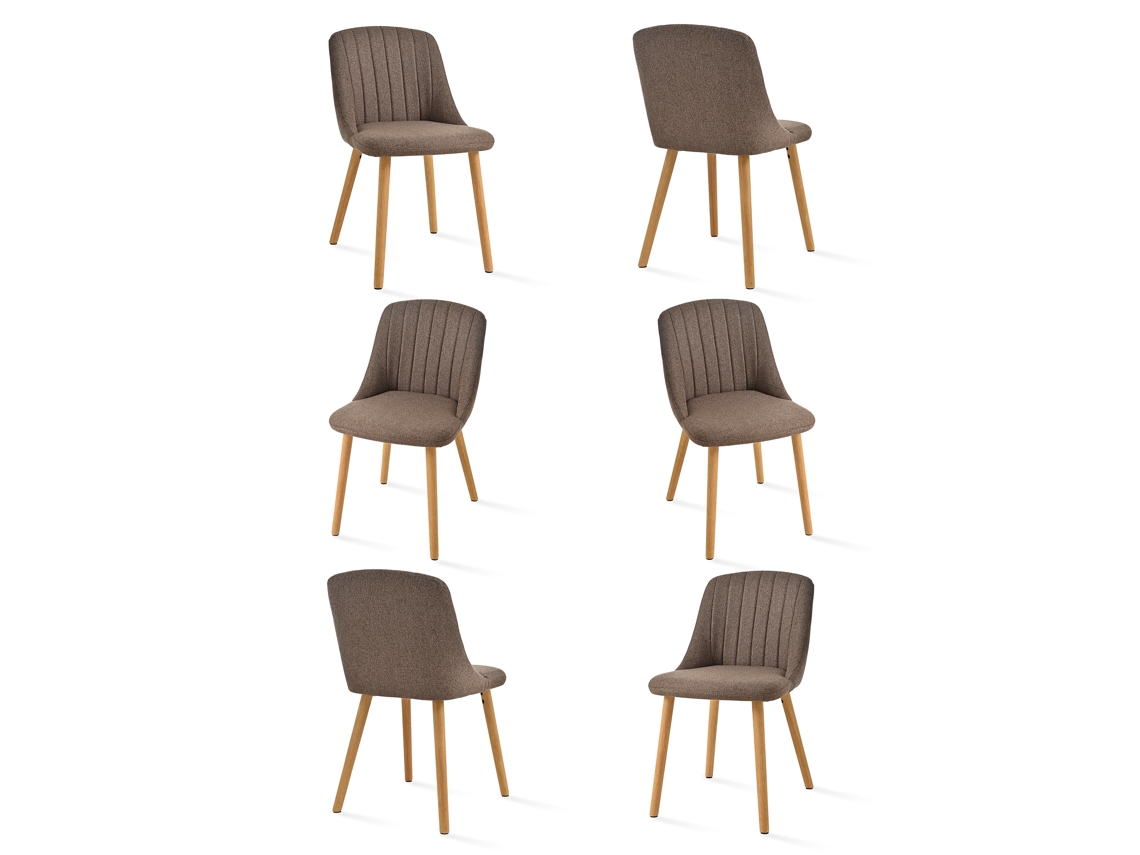 Sillas De Comedor Goeurvant 993(pack De 6, Marrón Moca, Tela)