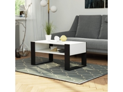 Mesa De Centro Akord Domi Blanco 92 Cm Con Patas En Color Negro 92x53x45 Cm