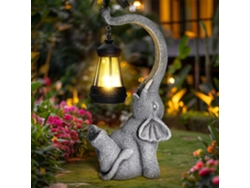 Estatua de jardín / Lámpara solar, decoración exterior, diseño de elefante, idea de regalo, gris PRIME KANG