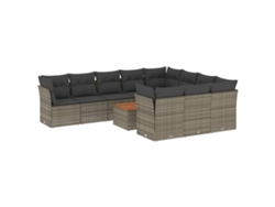 Maison Exclusive - Set De Sofás De Jardín 11 Pzas Y Cojines Ratán Sintético Gris