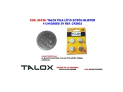 TALOX Pila Litio Boton Blister 4 Unidadess 3V Cr2033