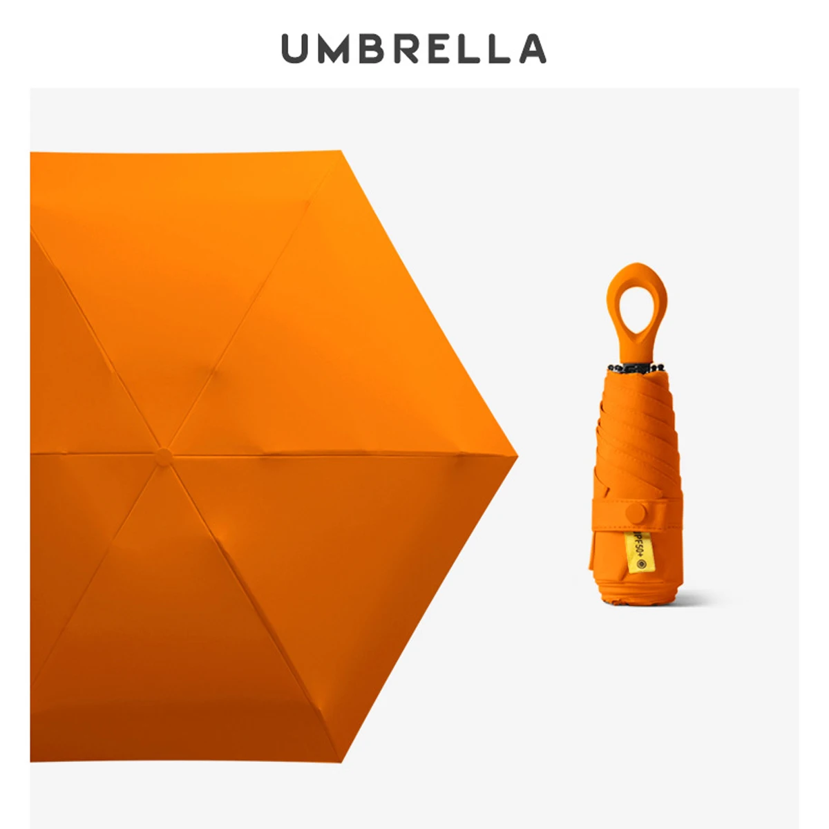 (naranja) Mini Sombrilla Con Protección Uv, Sombrilla De Sol Portátil Ultraligera De Cinco Pliegues, Compacta Y Portátil.