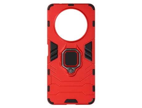 AVIZAR Carcasa para Xiaomi Redmi A3 Híbrida Antigolpe Anilla Metálica Soporte Rojo