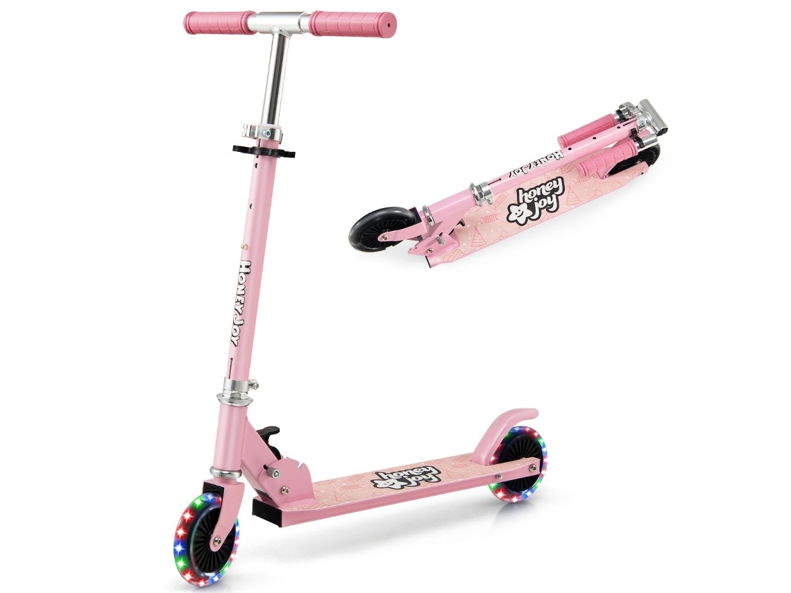 Patinete infantil de 2 ruedas con luz intermitente y juguete Cruzeiro Soporte infantil Rosa Northio