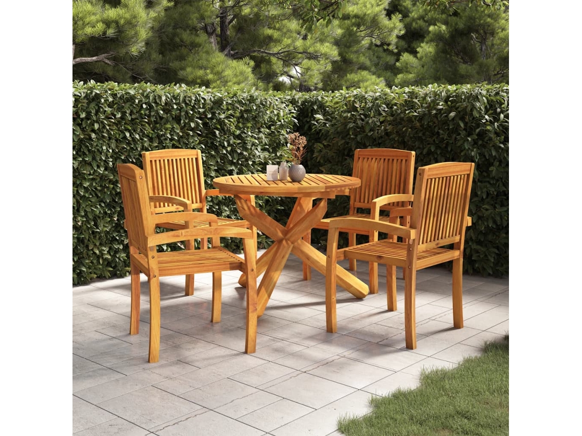 Juego de comedor de jardín de 2 piezas de madera maciza de teca Dkd Home Decor