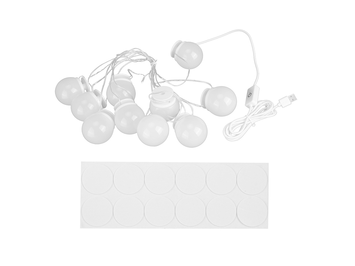 2026-luz De Espejo Led De Pared Con 10 Bombillas Cuerda De Luces Para Maquillaje Diario Y Profesional