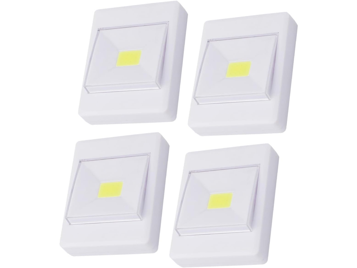 Juego De 4 Luces Led Cob Sin Batería, Iluminación Adhesiva Para Gabinetes, Luz Blanca Suave, Para