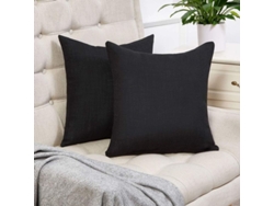 Rebe-2 Fundas De Almohada Cuadradas De Lino Rústico 16x16 Pulgadas Para Sofá Decoración