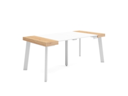 Mesa Consola extensible 180 Para 8 comensales Patas de madera Roble y blanco