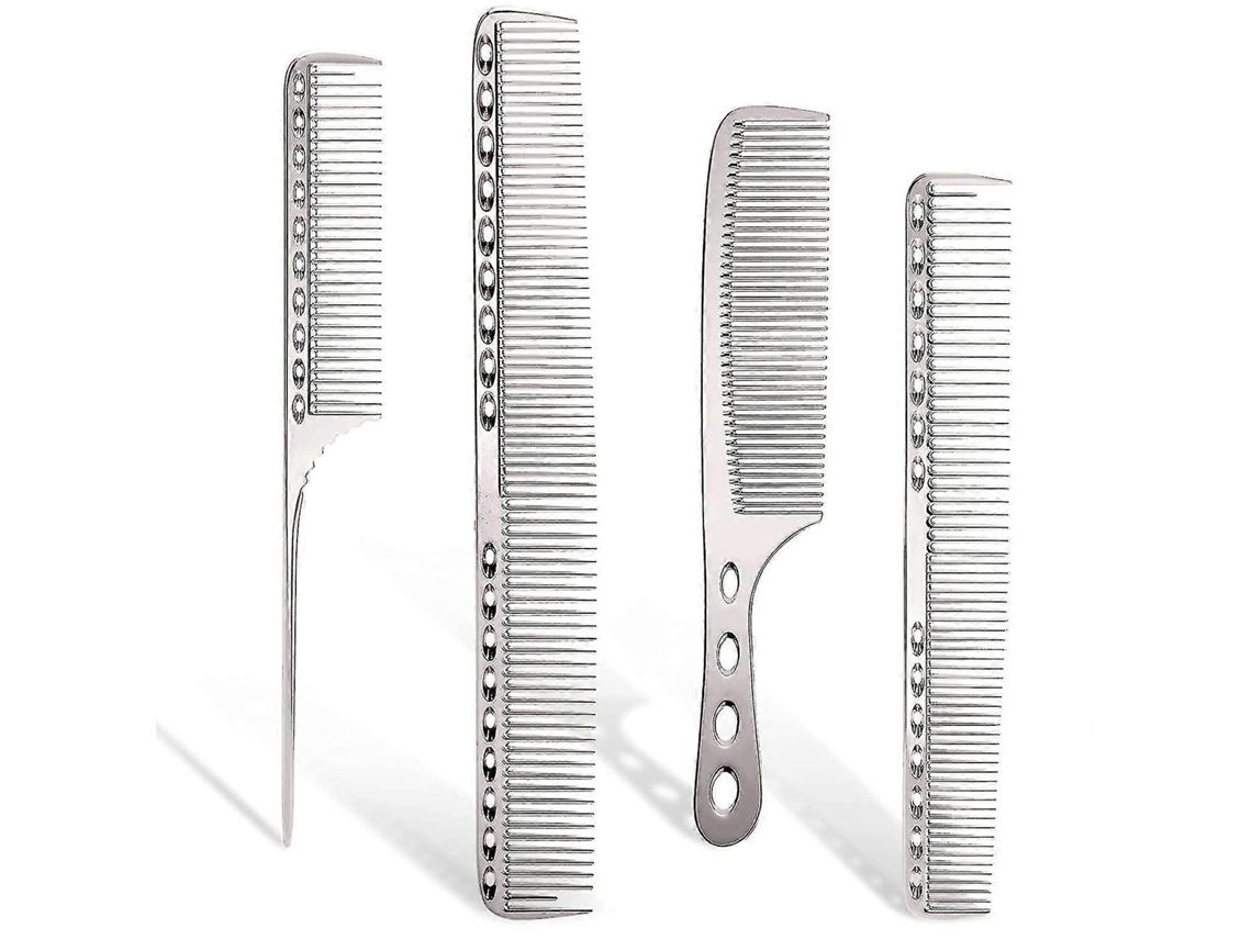 Peine de aluminio espacial, 4 peines metálicos para cabello largo y corto