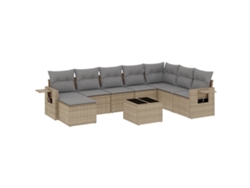 Conjunto 9 de sofás de jardín VIDAXL con cojines ratán sintético beige
