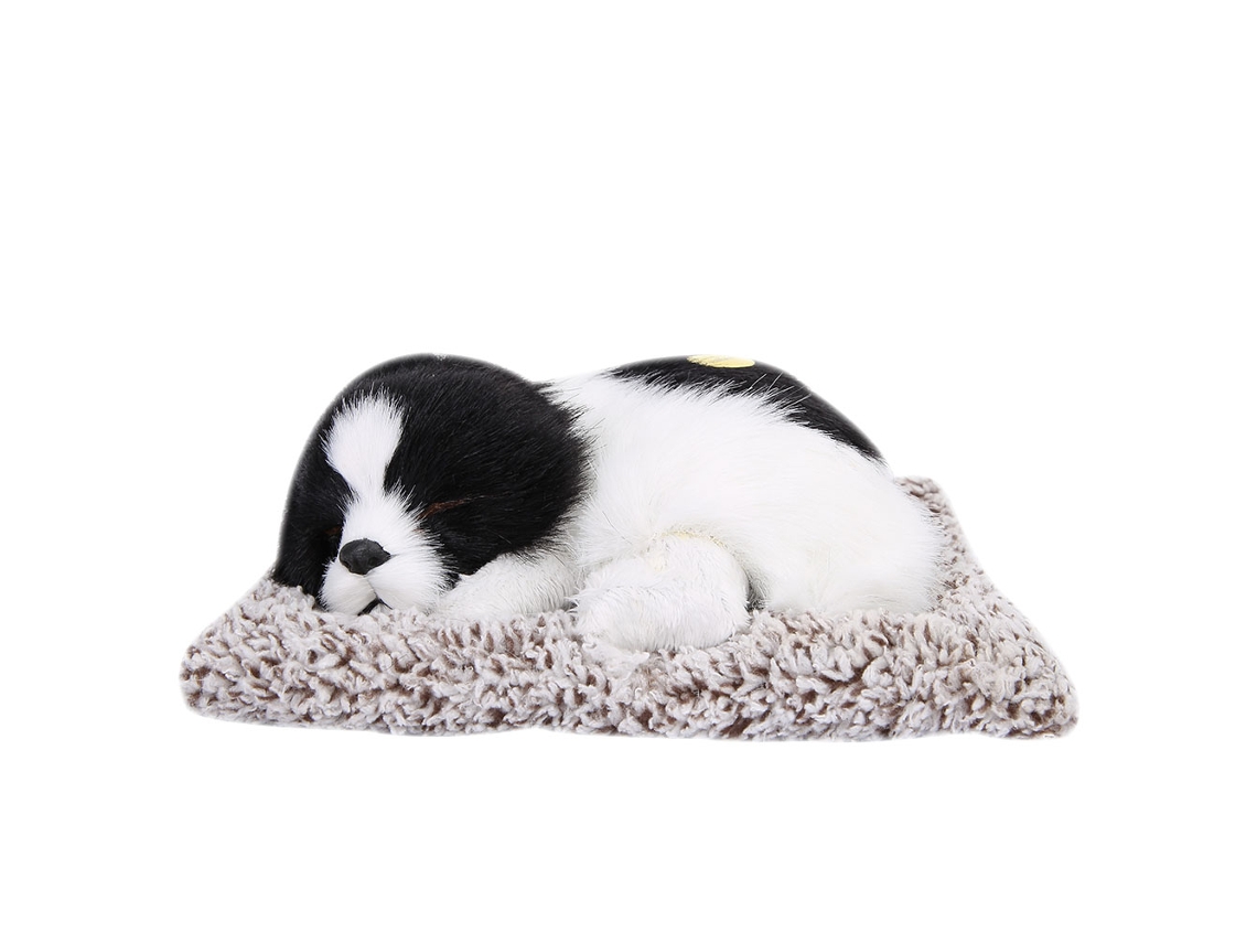 Ats-adorno De Perro Puppy Simulación Juguete De Peluche Modelo Animal Bamboo Carbón Decoración (negro+blanco)