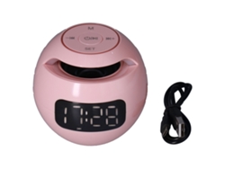 Alto-falante De Despertador Bluetooth 5.0 Multifuncional Com Relógio Portátil Wireless Forma De Bola Rosa G90q