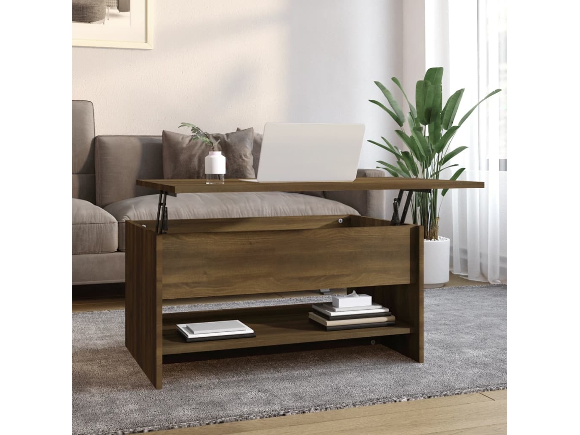 Mesa de Centro de Apoyo 80X50X40 Cm Derivados Madera Roble Marrón