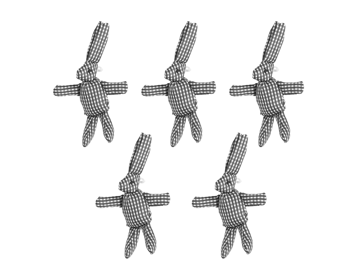 5pcs Brinquedos de Pelúcia Coelhos Mini Decorativos Fofos para Bolsa Tela Preto e Branco Grelha