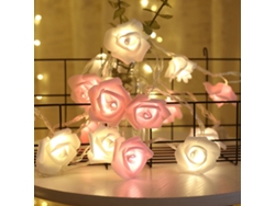 2026-cordón De Luces Led Imitación Rosa Luces De Boda Decoración Festiva Rosado Y Blanco