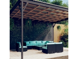 Conjunto de jardín de 9 piezas con cojines, mimbre sintético negro, DKD Home Decor